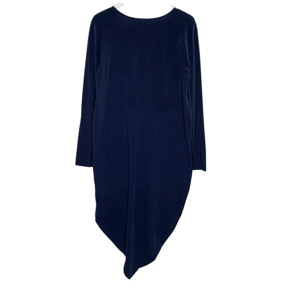Universal Standard 16 Iconic Long Sleeve V Neck Geneva Dress Navy Asymmetrical - Picture 3 of 10